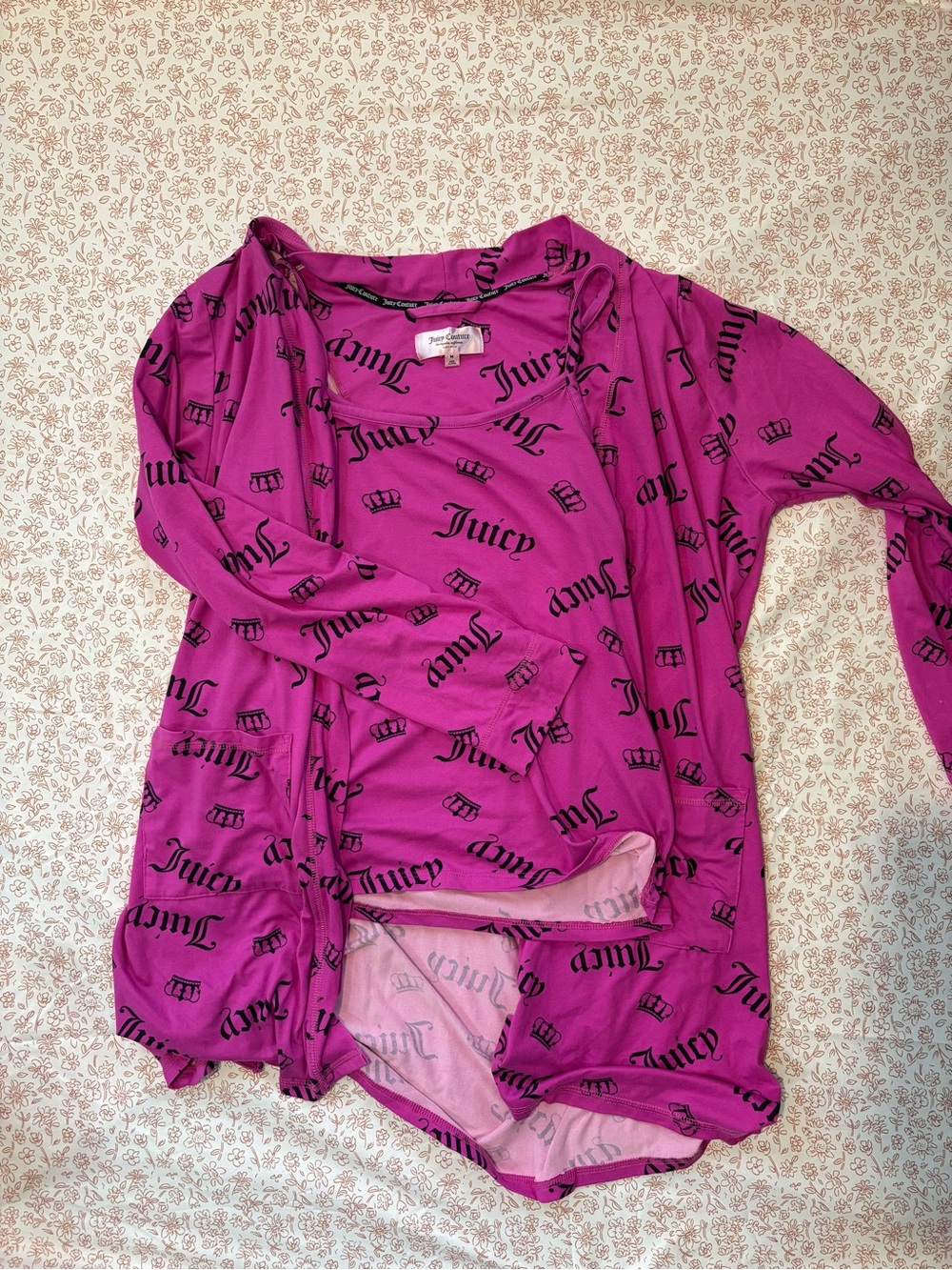 Juicy Couture Pink Logo Long-Sleeve Pajama Set